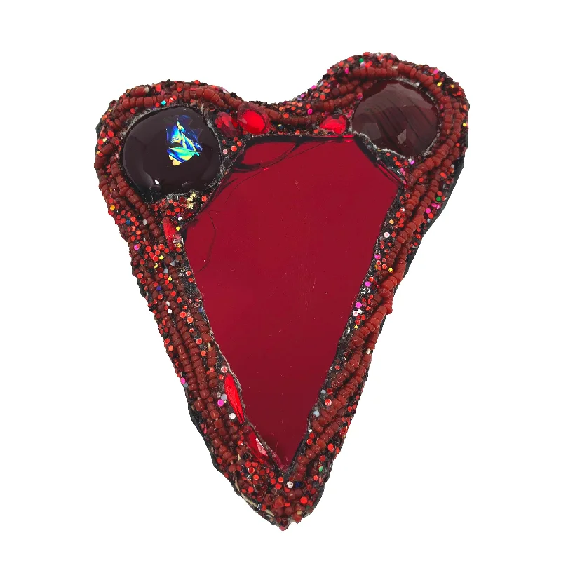 nature-themed brooches for women-RUBY RED BEADED HEART BROOCH, 2022