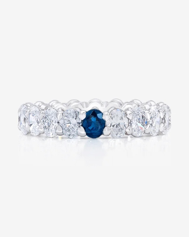 engagement rings for women with halos-Oval Diamond and Birthstone Eternity Band