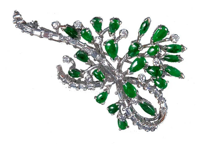 special occasion brooches for women-Antique Jadeite and Diamond Brooch in Platinum