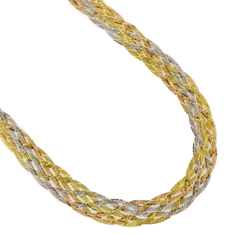 large statement necklaces for women-18" Braided Fashion Chain in 14K Three Tone Gold