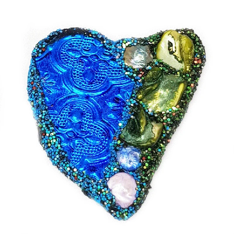 charming brooches for women-JAIPUR JOY - BLUE HEART BROOCH