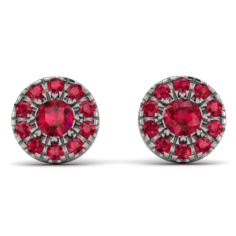 druzy earrings for women-Halo Ruby Earrings - Heaven No. 57