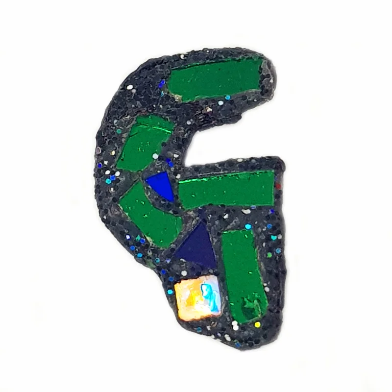 animal brooches for women-LETTER G - GREEN BROOCH