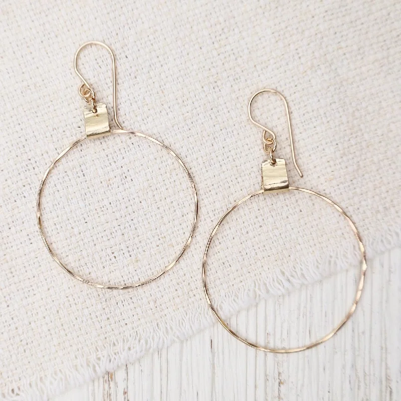 flower earrings for women-Hammered Large Circle Earrings