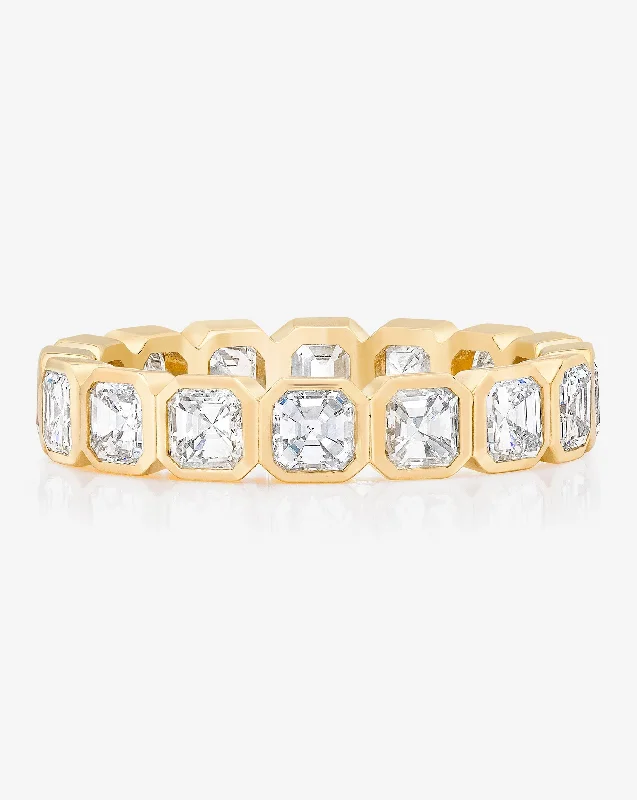 affordable rose gold engagement rings for women-Asscher Bezel Eternity Band