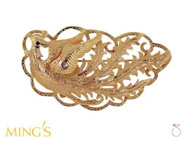 animal brooches for women-Ming's Brooch Phoenix in 14K Yellow Gold