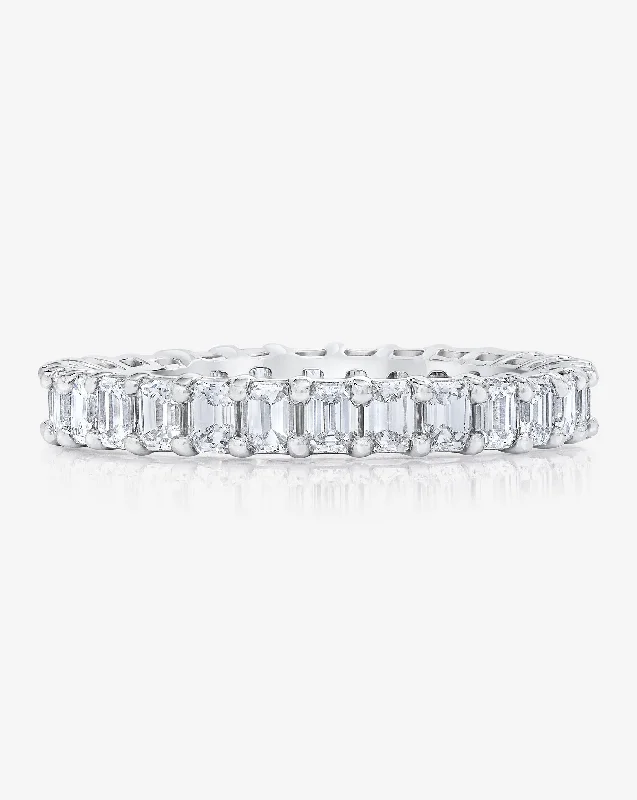 statement engagement rings for women-Emerald Diamond Eternity Band