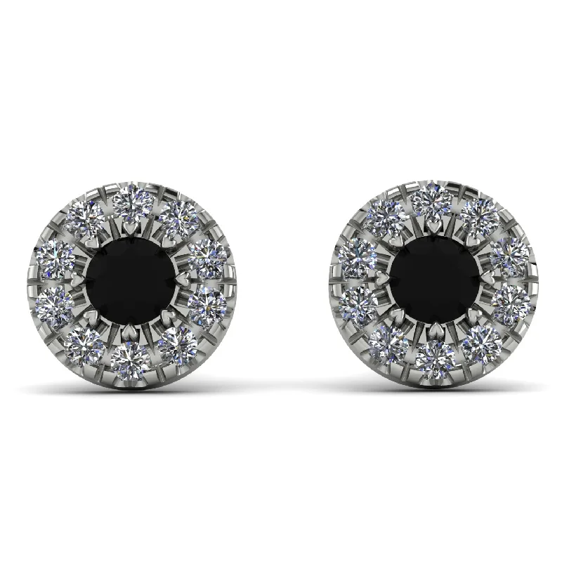 ethnic earrings for women-Halo Black Diamond Earrings - Heaven No. 9