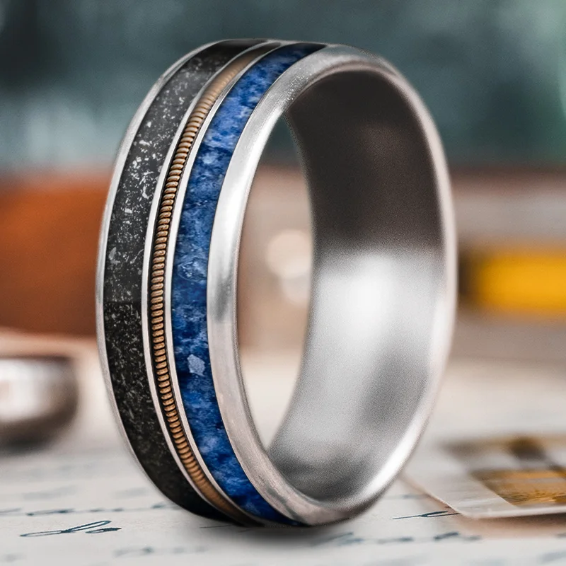 custom wedding rings for women-Custom Design - 3-Inlay Metal Center Ring 8_6Iw9-3Txoe1ijBVR_hDtqh