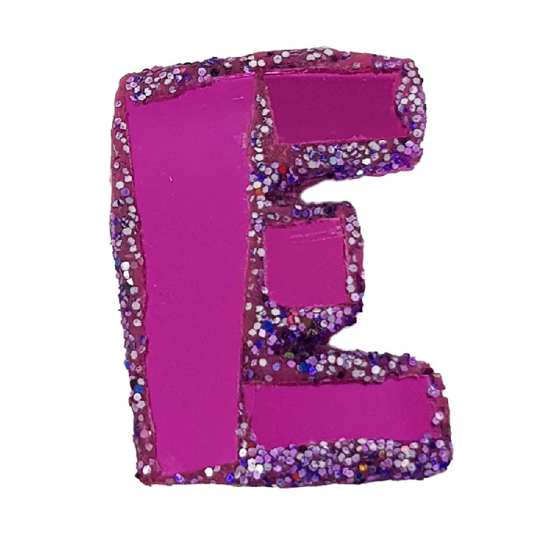 heart-shaped brooches for women-LETTER E -  PURPLE BROOCH