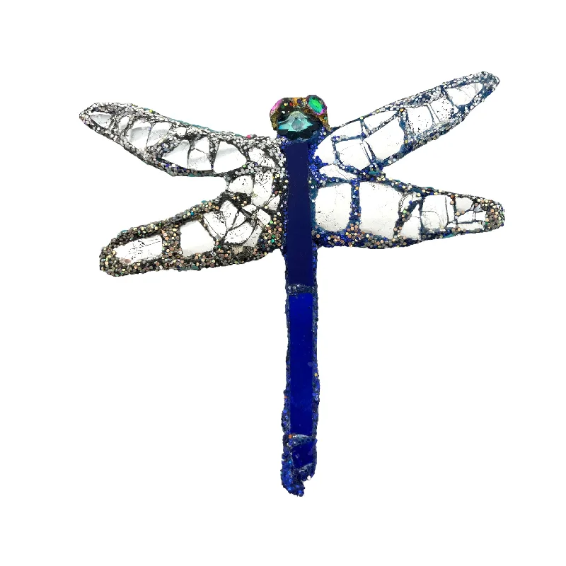 pearl brooches for women-BLUE & SILVER DRAGONFLY BROOCH, SPRING TIME, 2023