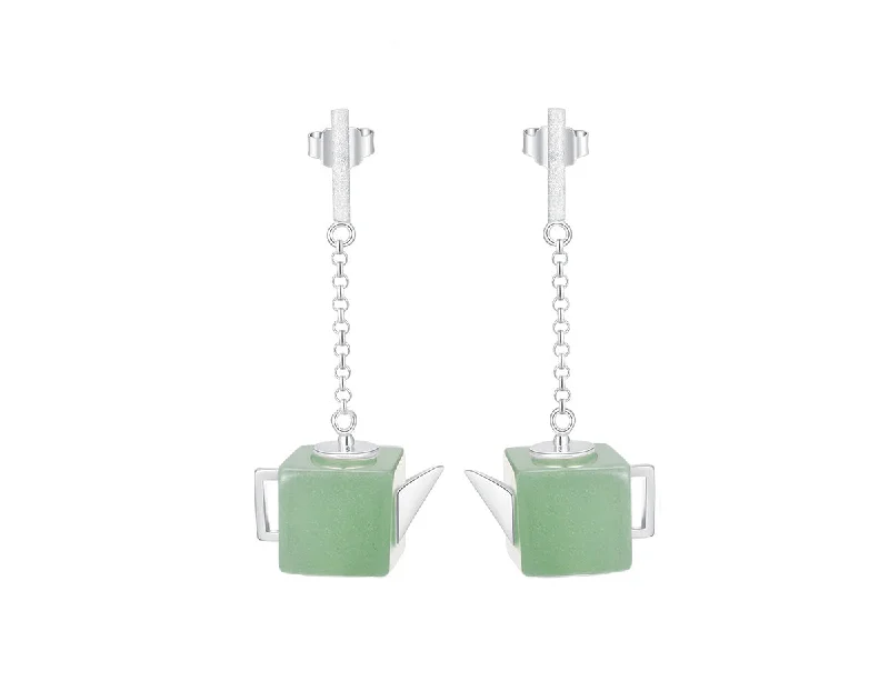 ethnic earrings for women-Square Teapot Earring