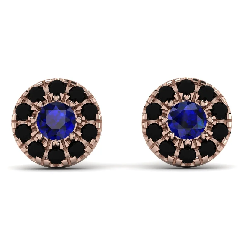 modern earrings for women-Halo Sapphire Earrings - Heaven No. 44