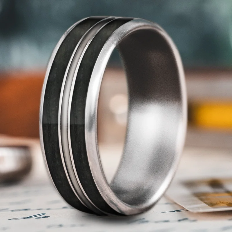 men's rings for women-Custom Design - 3-Inlay Metal Center Gn_yCe7rHPVZfh1pI7Uka7L9