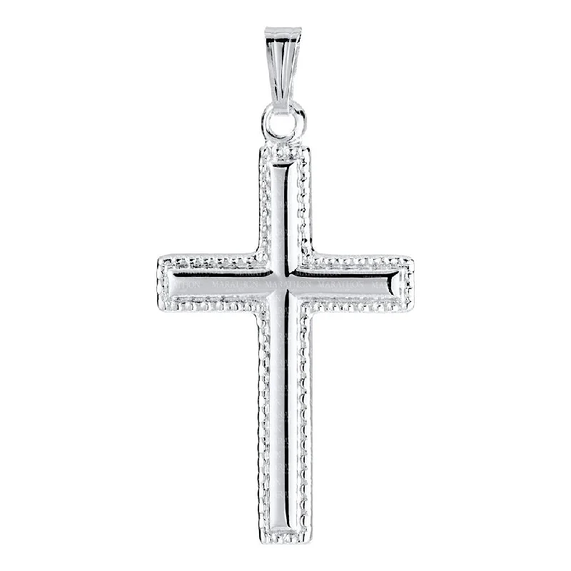 silver chain necklaces for women-LeStage® Cape Cod : SS Beaded Edge Cross