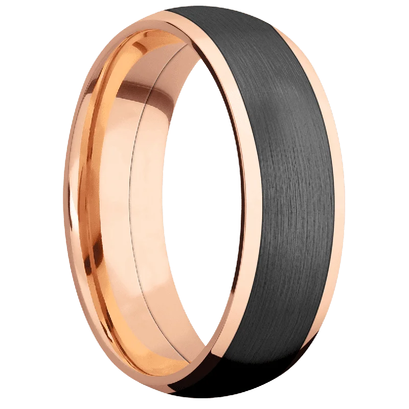 modern engagement rings for women-14K Rose Gold with Polish Finish and Zirconium Inlay