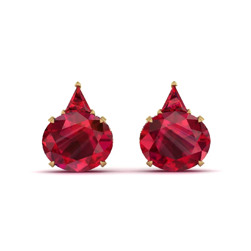 druzy earrings for women-Hidden Halo Ruby Earrings - Rosalie No. 55