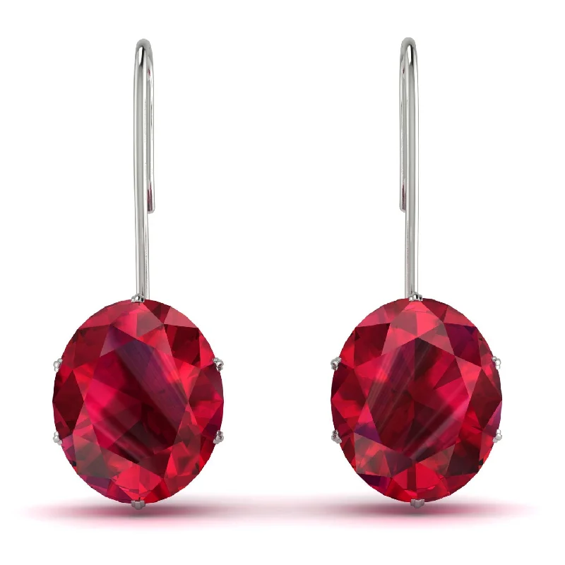 long earrings for women-Oval Hidden Halo Ruby Earrings - Gemma No. 12