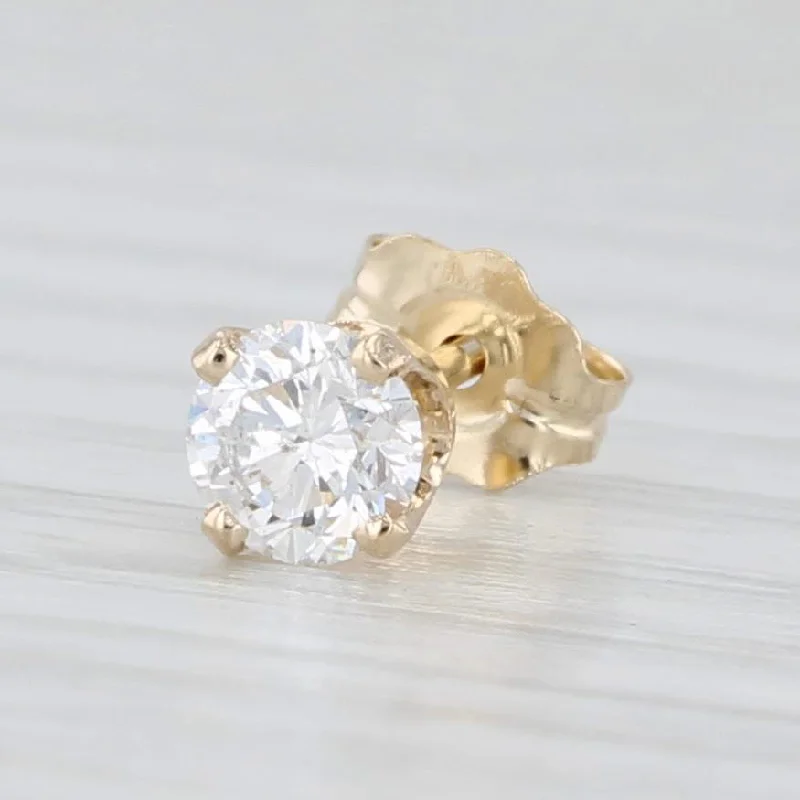 luxurious engagement rings for women-0.25ct Single Diamond Stud Earring 14k Yellow Gold Round Solitaire