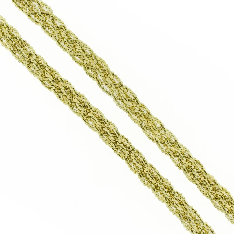 crystal chokers for women-16" Braided Fashion Chain in 14K Yellow Gold