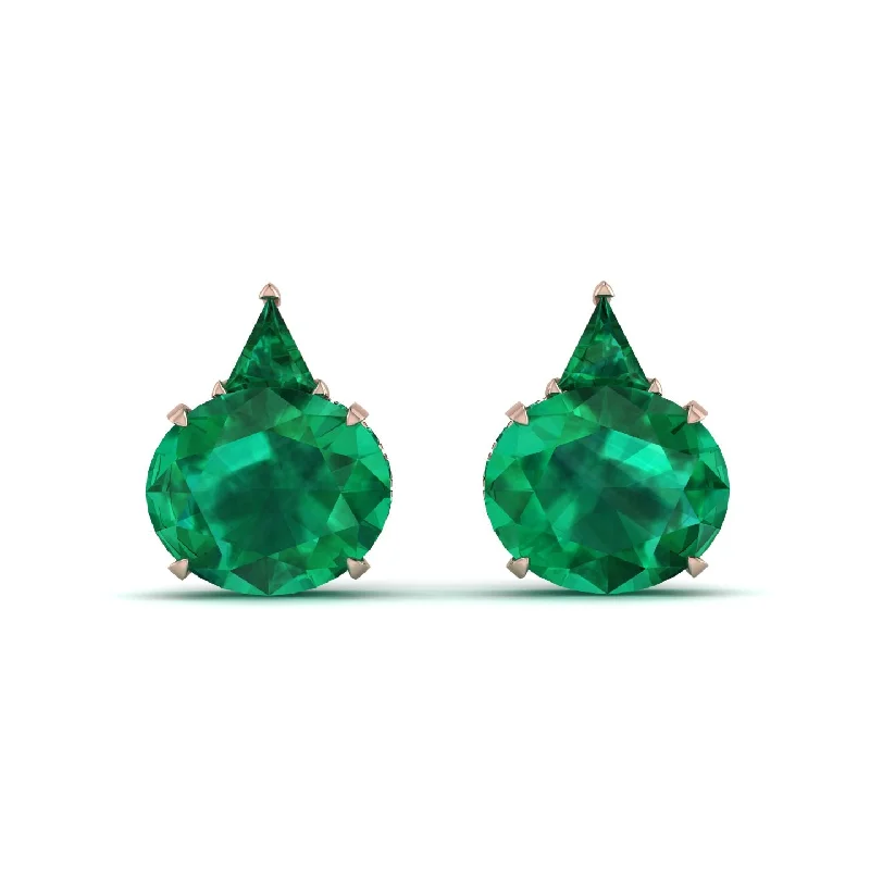 sterling silver earrings for women-Hidden Halo Emerald Earrings - Rosalie No. 20