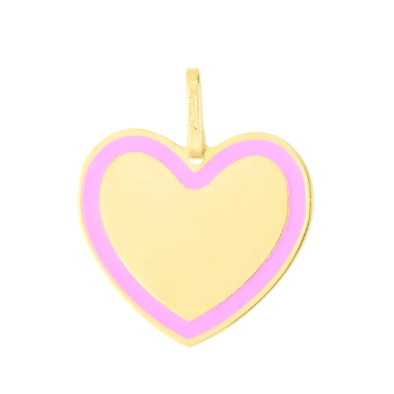 zodiac sign necklaces for women-14K Pink Enamel Heart Charm