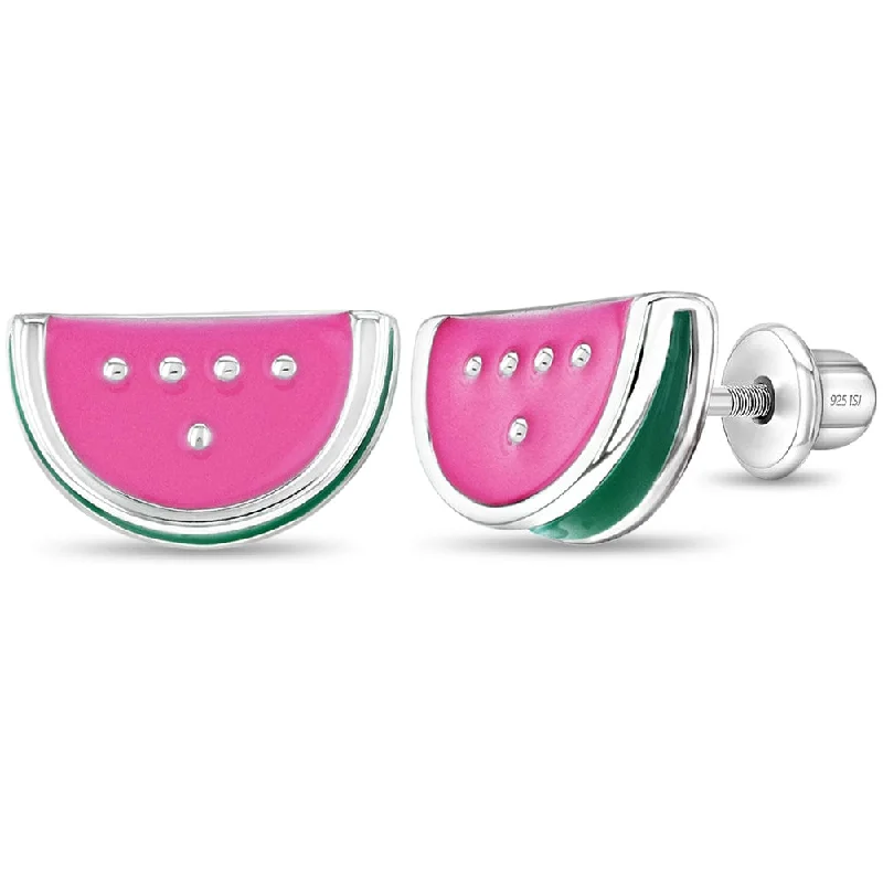 small hoop earrings for women-Yummy Watermelon Children's Earrings - Screw Back