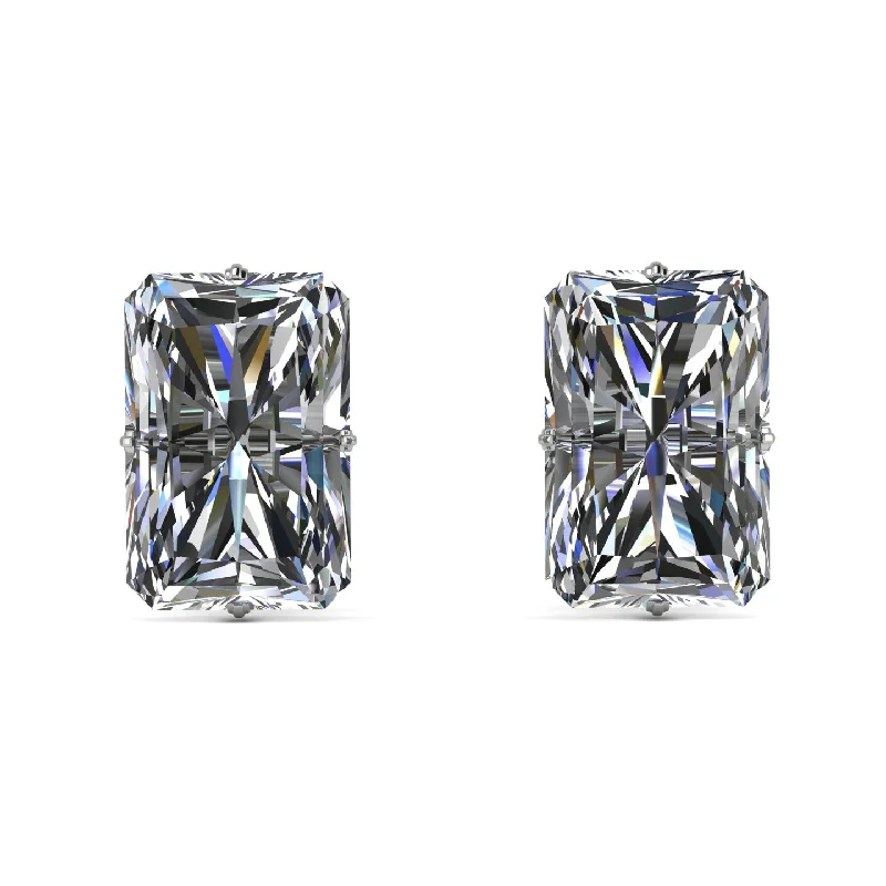 birthday earrings for women-Hidden Halo Emerald Cut Diamond Earrings  - Vanessa No. 33