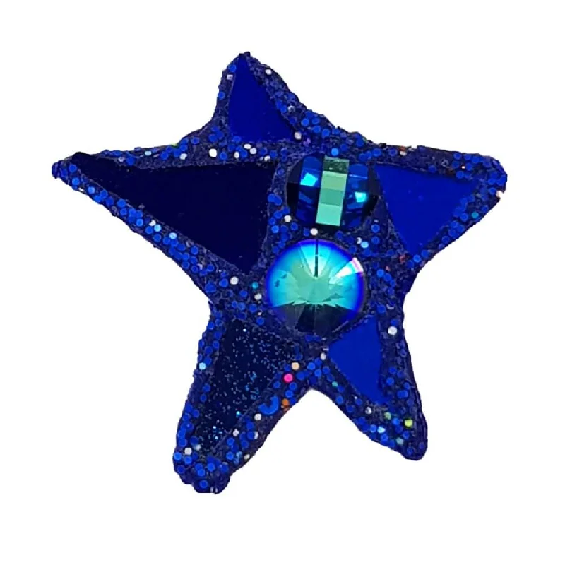 personalized brooches for women-BLUE CRYSTAL STAR BROOCH