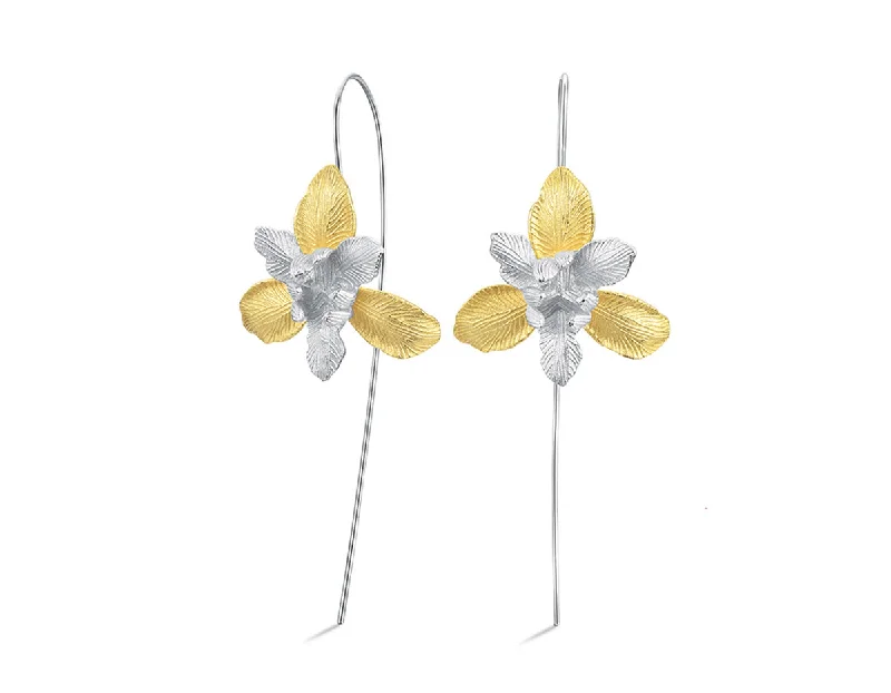 silver drop earrings for women-Iris Flower Earring