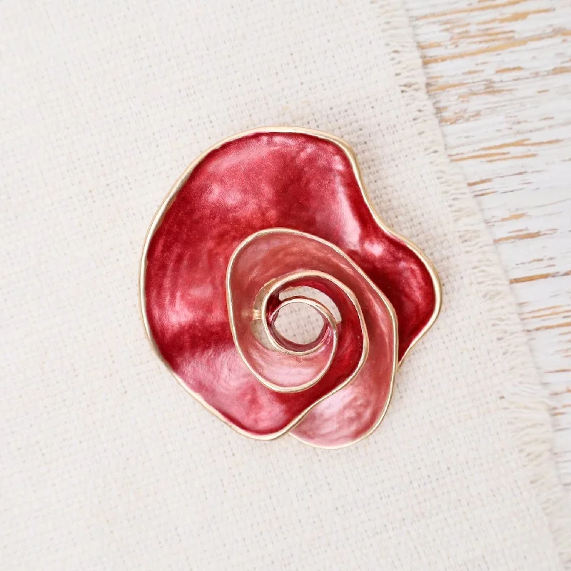 charm brooches for women-Red Flower Magnetic Brooch