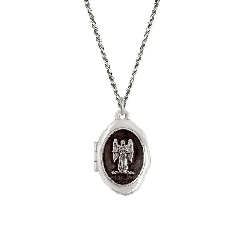 chunky necklaces for women-Guardian Angel Locket