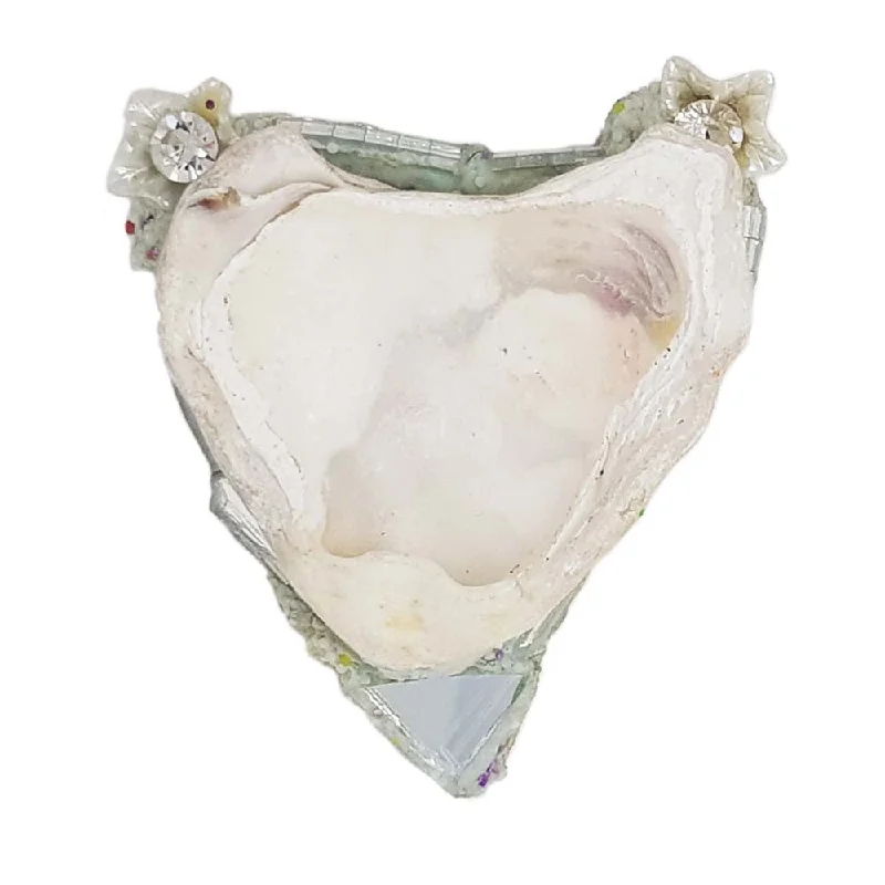 statement brooches for women-WHITE SHELL HEART BROOCH - SEABED