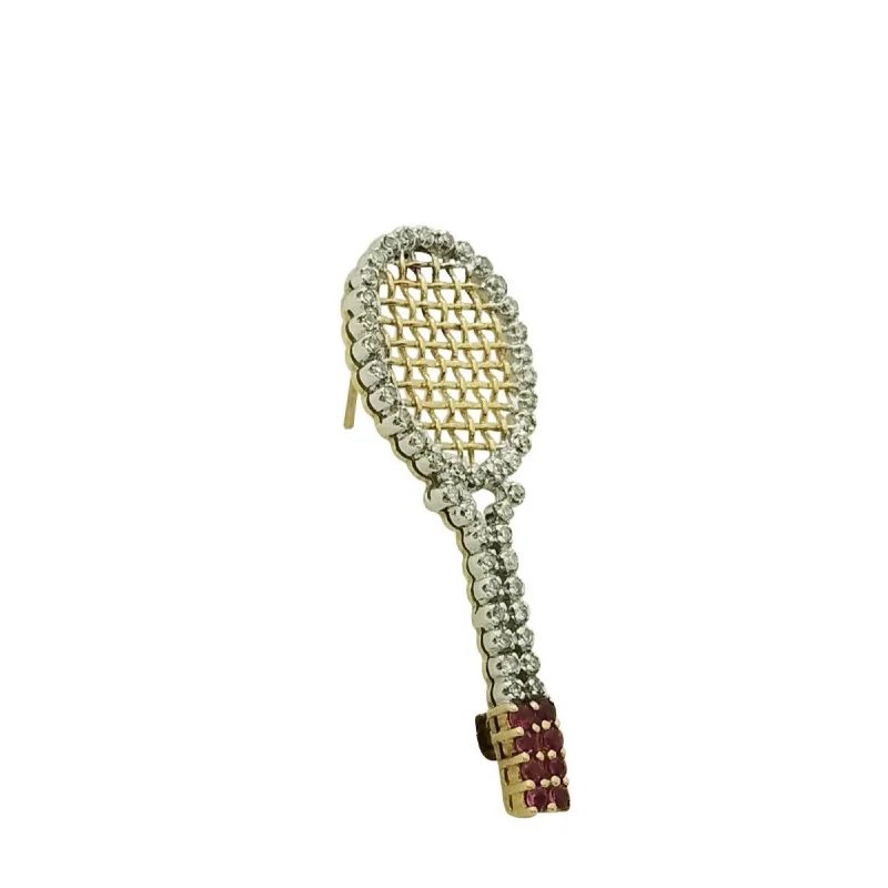 small brooches for women-Tennis Racket Brooch