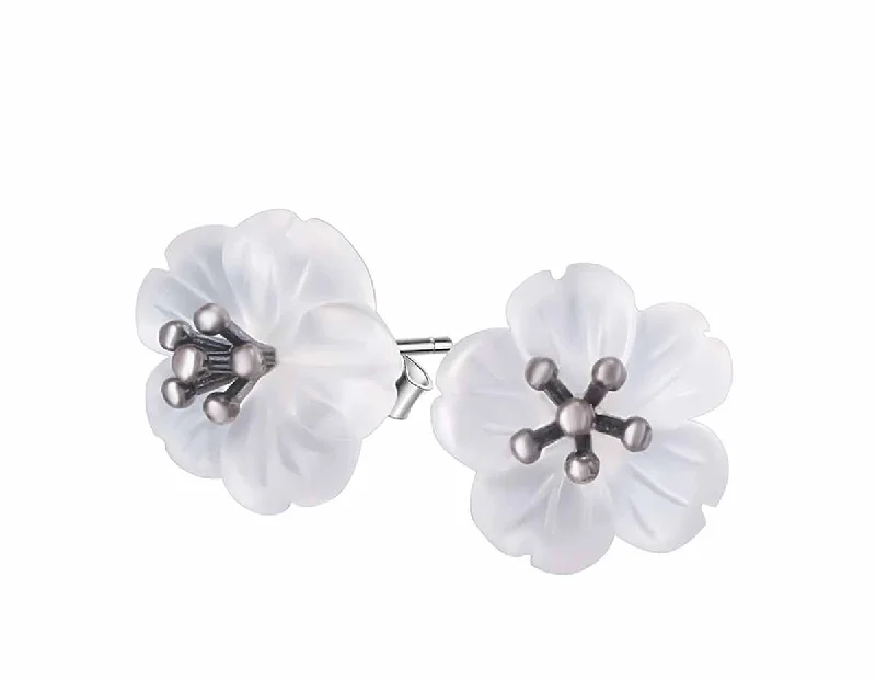 sterling silver earrings for women-Flower in the Rain Stud