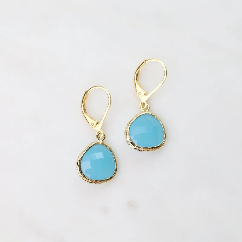 elegant drop earrings for women-Gold Plated Ocean Crystal Lever Back Earrings