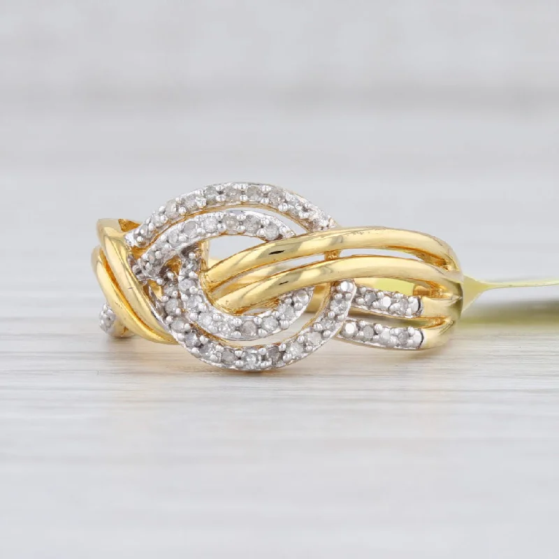 eco-conscious engagement rings for women-New 0.25ctw Diamond Woven Knot Ring Sterling Silver Gold Vermeil Size 7