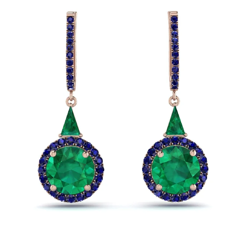 colorful hoop earrings for women-Hidden Halo Emerald Earrings - Joanna No. 65