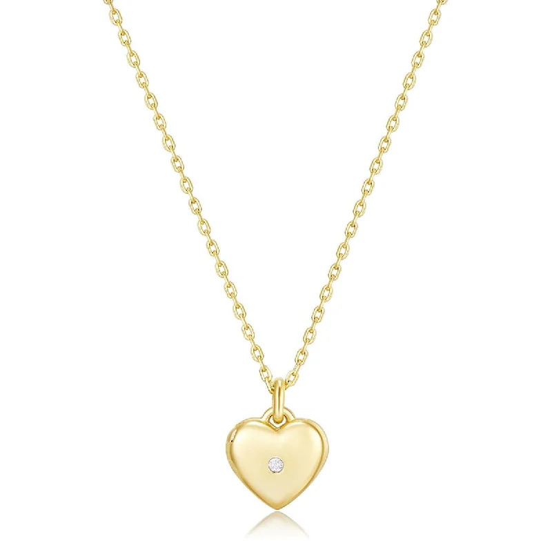 chunky necklaces for women-Gold Plated Mini Heart CZ Locket