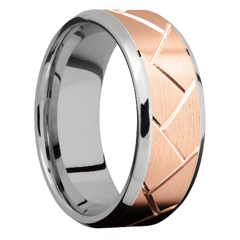 luxurious engagement rings for women-14K White Gold with Polish , Polish Finish and 14K Rose Gold Inlay