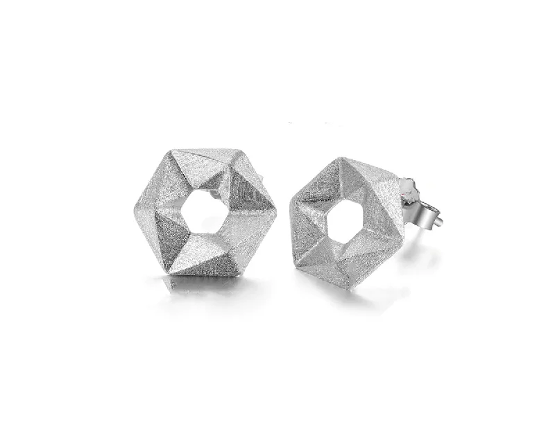 flower earrings for women-Hexagon Stud Earring