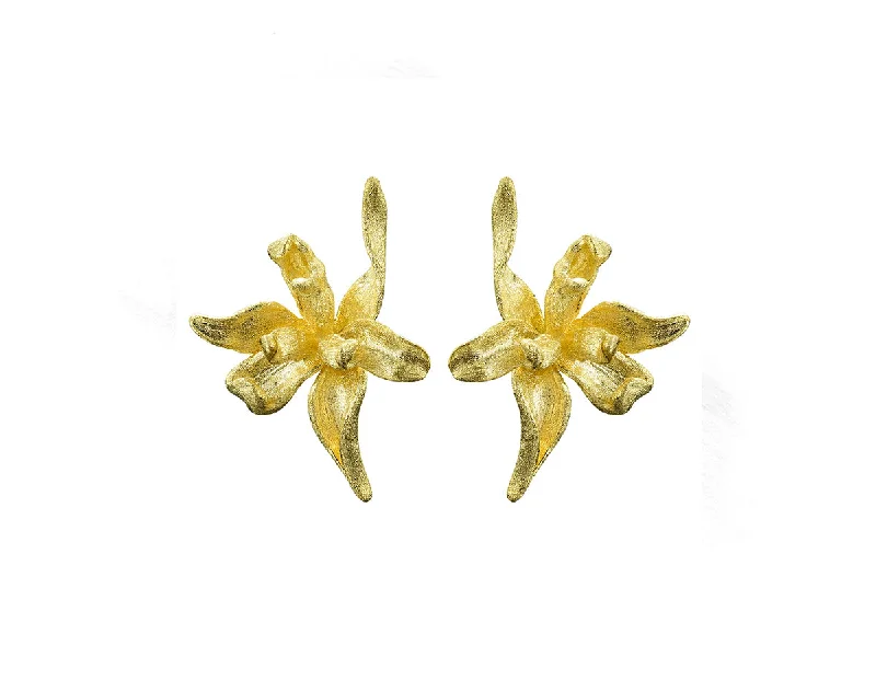 pearl earrings for women-Iris Flower Stud Earring