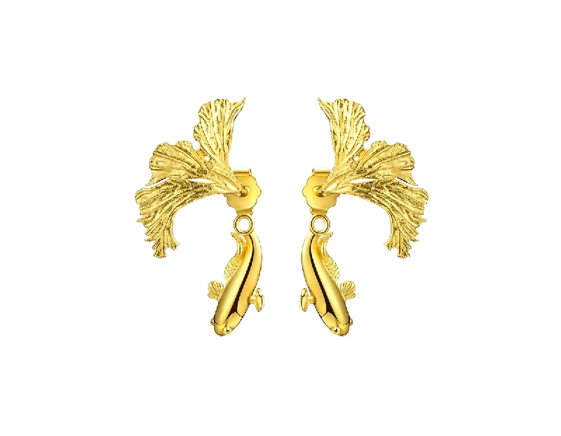 ear cuff earrings for women-Design Fighting Fish Earring