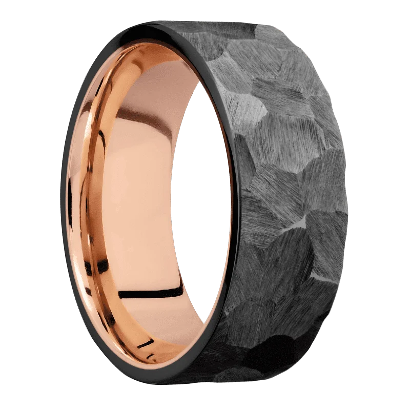 halo diamond engagement rings for women-Zirconium with Rock Finish and 14K Rose Gold