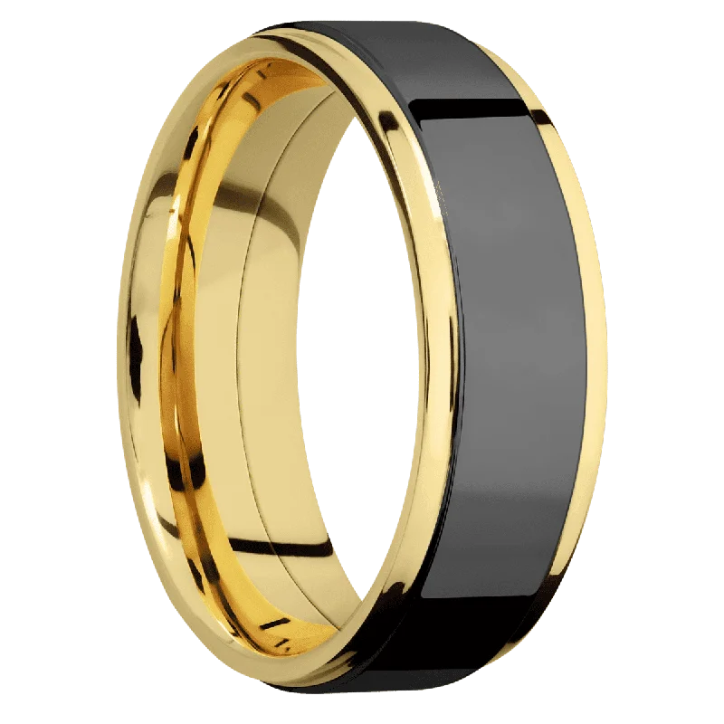 two-tone engagement rings for women-14K Yellow Gold with Polish , Polish Finish and Zirconium Inlay