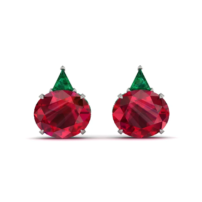 dainty earrings for women-Hidden Halo Ruby Earrings - Rosalie No. 27