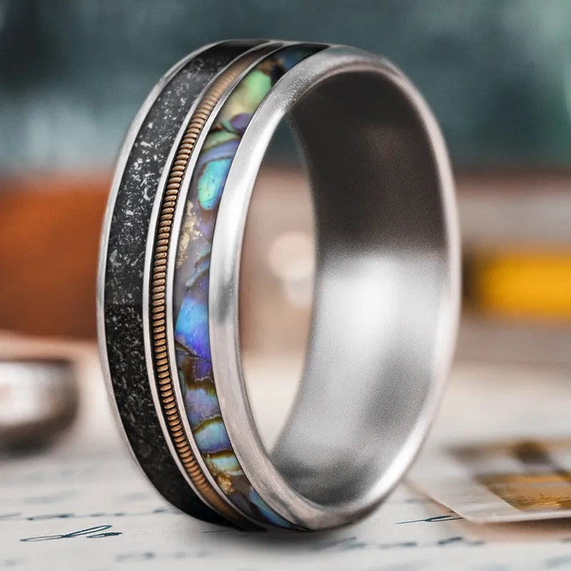 fashion rings for women-Custom Design - 3-Inlay Metal Center Ring c75DBpbPdc9I0IaD8u3HHTc5