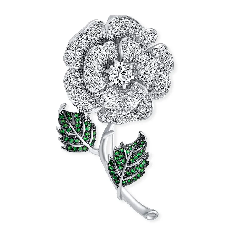 casual brooches for women-Elegant Dress Brooche Pin Colorful Floral Bouquet with Roses & CZ Accents