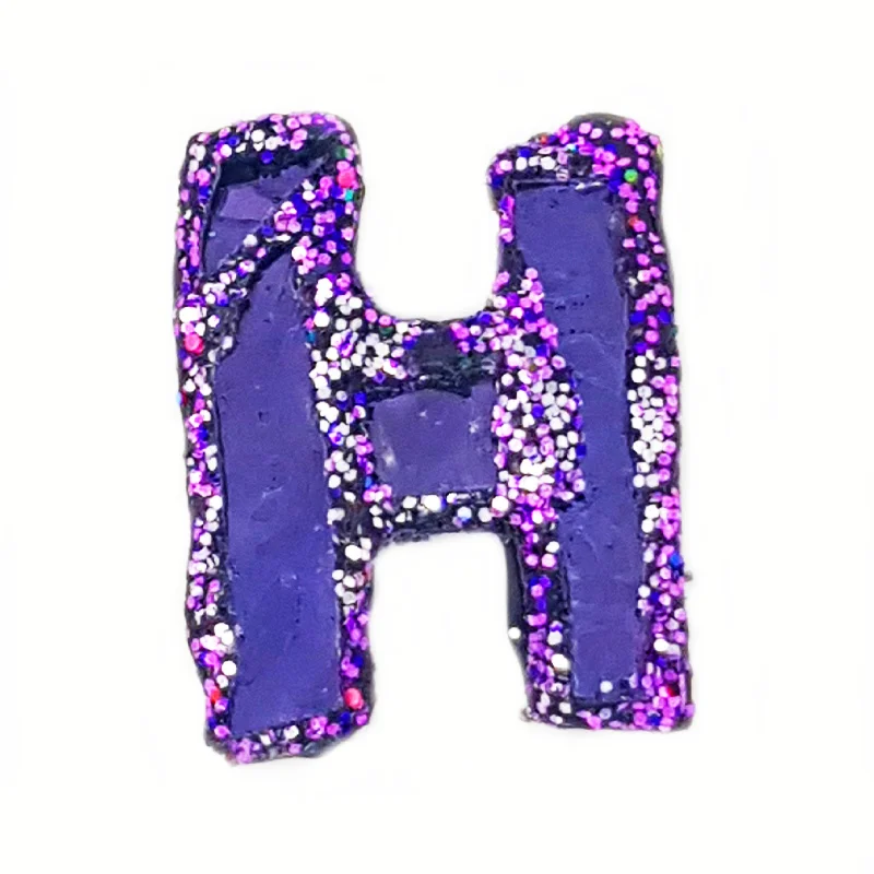 artistic brooches for women-LETTER H - PURPLE BROOCH