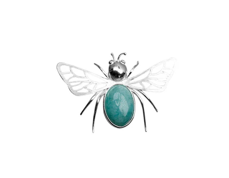 romantic brooches for women-Amazonite Bee Brooch